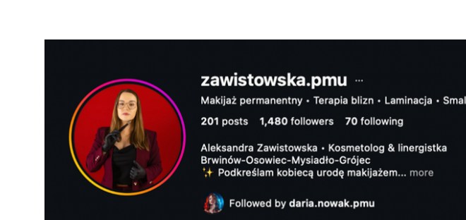 Profil Instagram @zawistowska.pmu