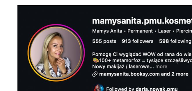 Profil Instagram @mamysanita.pmu.kosmetologia